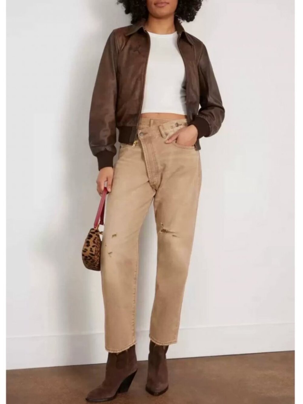NWT R13 Crossover Jean - Ash Khaki Beige Tan